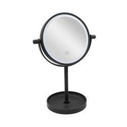 Настольное зеркало круглое с подсветкой Черное (без упаковки)