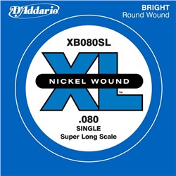 Отдельная струна для бас-гитары D'Addario XB080SL Nickel Wound никелированная, .080, Super Long   45