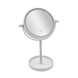 Настольное зеркало круглое с подсветкой Белое (без упаковки)