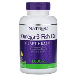 Natrol, рыбий жир омега-3, натуральный лимонный вкус, 1000 мг, 150 мягких таблеток