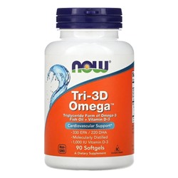 Now Foods, Tri-3D Omega, 90 мягких таблеток